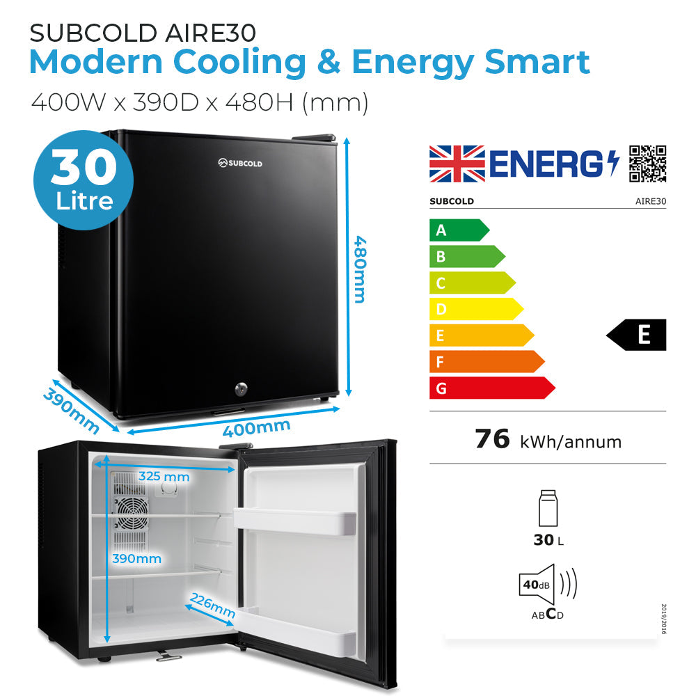 Subcold Aire30 LED Mini Fridge - Black