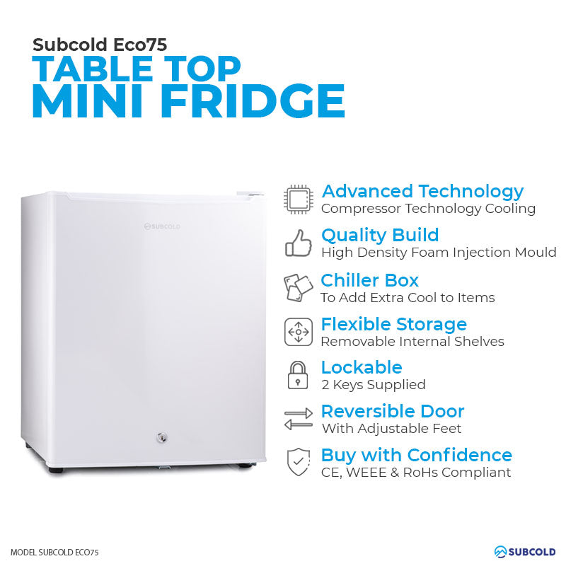 Subcold Eco75 Table Top Fridge - White