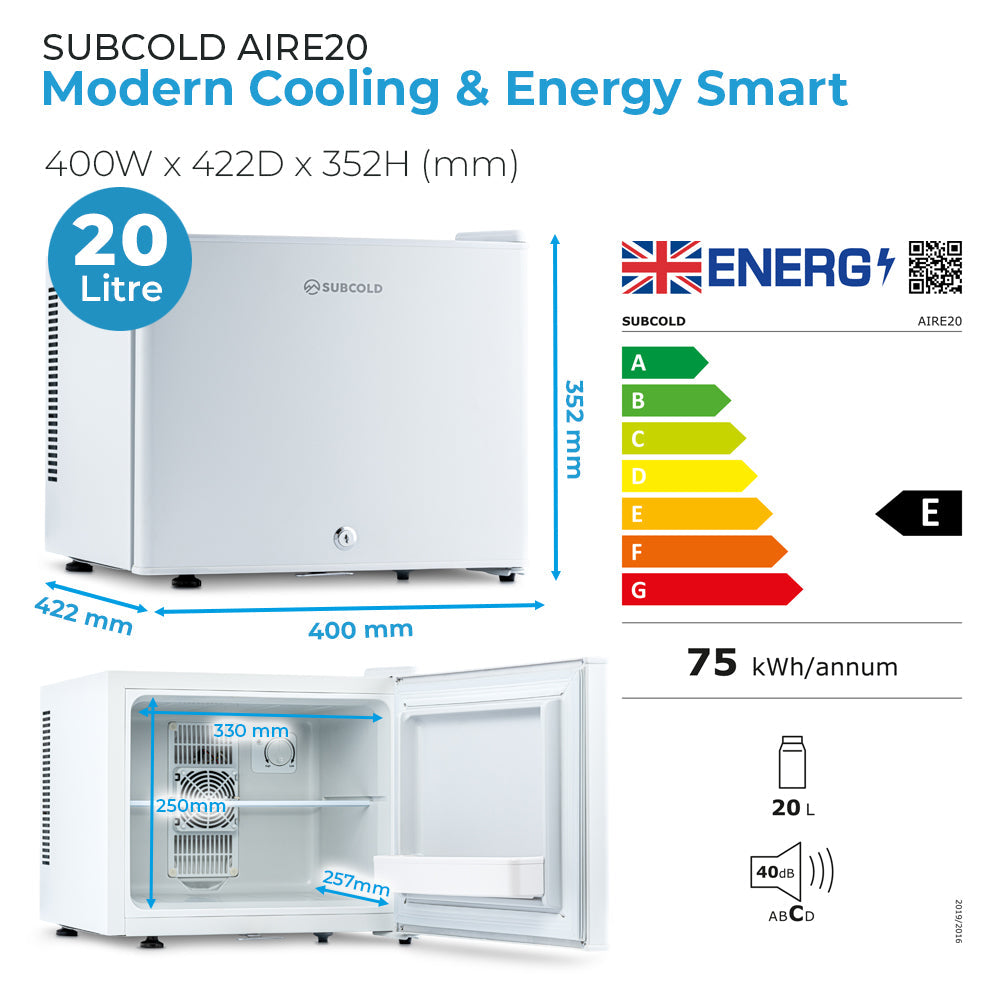 Subcold Aire20 LED Mini Fridge - White